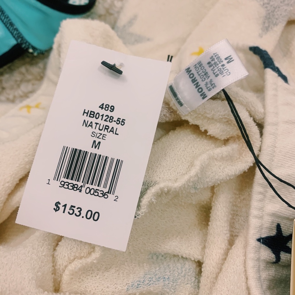 MONROW NWT Cream Star Sweatpants/Joggers - Picture 5 of 5